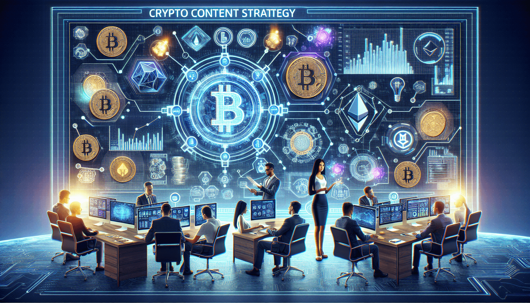 Overview of content strategy for crypto marketing, showing key tactics