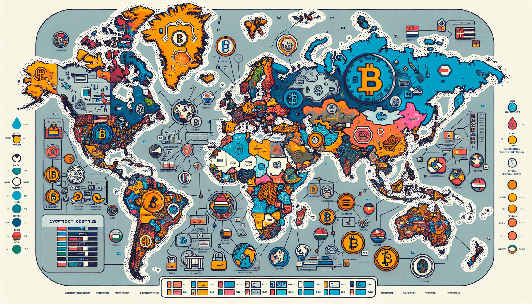Map displaying cryptocurrency regulations globally